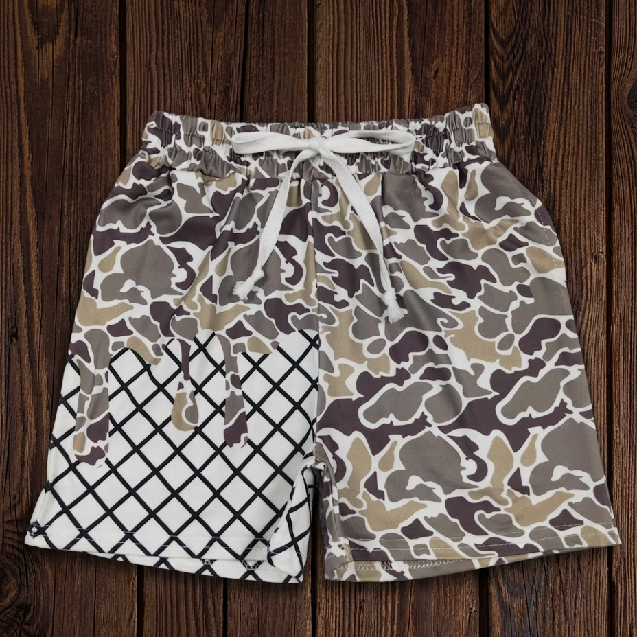 Camo Baseball Drip Shorts with Pockets