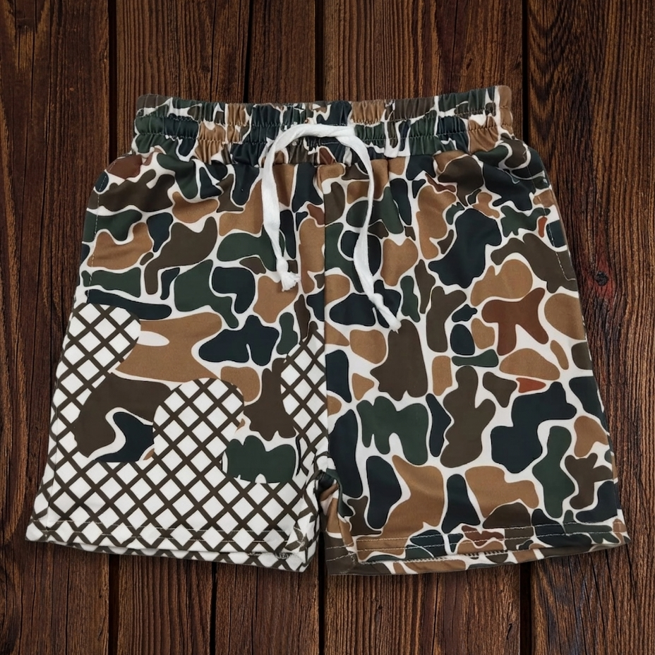 Camo Baseball Drip Shorts with Pockets