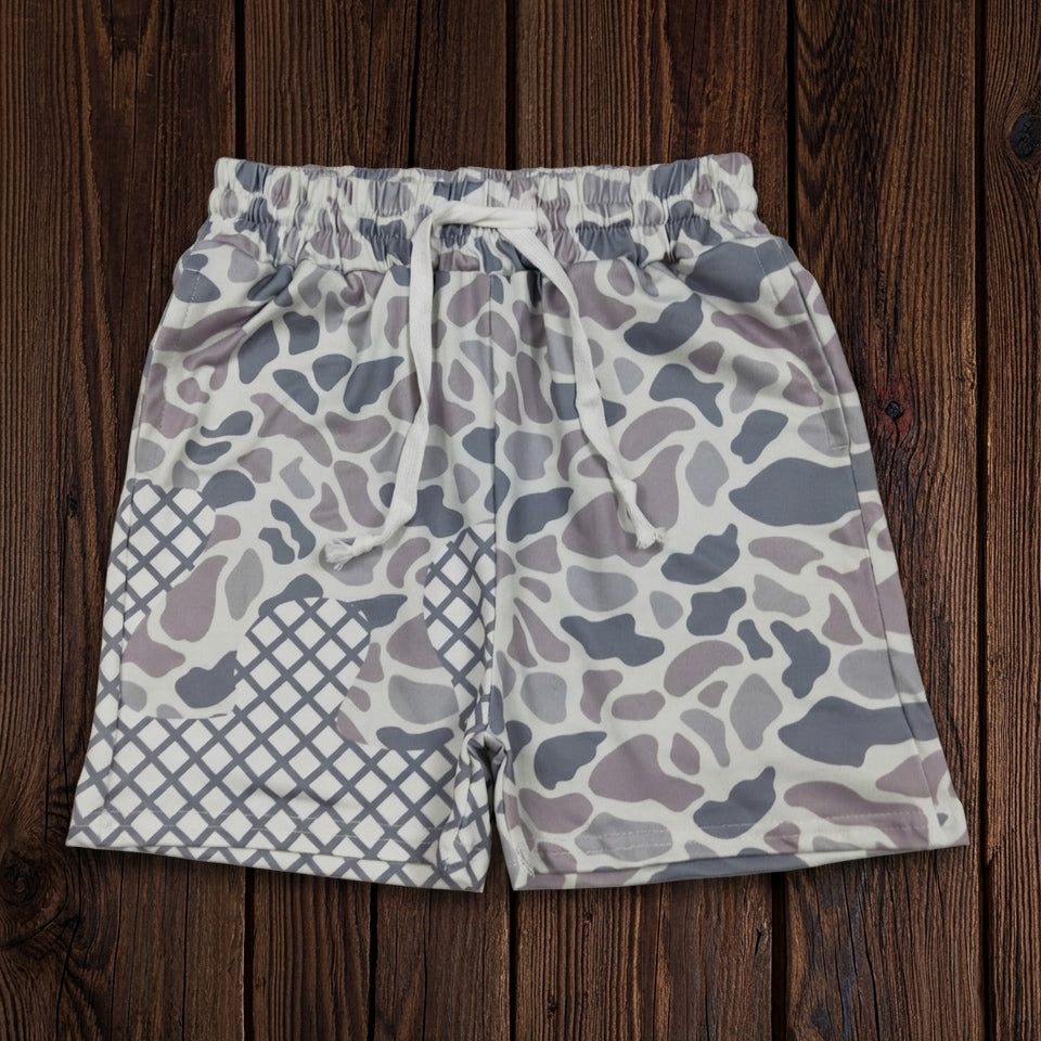 Camo Baseball Drip Shorts with Pockets